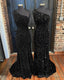 Black Sequin One Shoulder Slit Dress