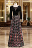 Black Sequins Velvet Long Sleeve Prom Dress