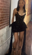 Black Sexy Tulle Sequins Cocktail Dress Short Homecoming Dress Birthday Outfits