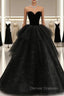 Black Strapless Layered Velvet Tulle Long Prom Dress Evening Dress