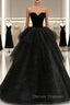 Black Strapless Layered Velvet Tulle Long Prom Dress Evening Dress