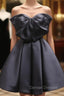 Black Sweetheart Neck Satin Short Prom Dress, Black Homecoming Dress