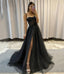 Black Sweetheart Neck Tulle Long Prom Dress,Black Tulle Evening Dress,Sparkle Sweetheart Prom Evening Gown