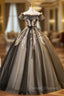 Black Tulle Sequins Appliques Quinceanera Dress