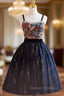 Black Tulle Sequins Print Homecoming Dress