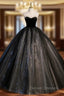 Black Tulle Sequins Sweetheart Quinceanera Dress