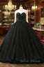 Black Tulle Sweetheart Ball Gown Sweet 16 Dress, Black Long Formal Dress