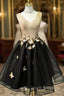 Black V-neck Organza Homecoming Dress
