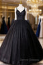 Black V-Neck Tulle Lace Prom Dress, Gorgeous A-Line Evening Party Dress