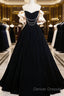 Black Velvet Long A-Line Prom Dress, Off The Shoulder Evening Party Dress