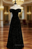 Black Velvet Off the Shoulder Prom Dress