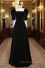 Black Velvet Short Sleeve Prom Dress