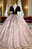 Black Velvet Short Sleeve Quinceanera Dress
