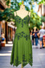 Green A line Prom Dress Spaghetti Straps Evening Dress Chiffon Formal Dress