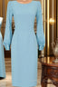 Blue Long Sleeve Short Homecoming Dress