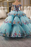 Blue Off the Shoulder Colorful Sequins Prom Dress