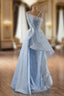 Blue Sequins Spaghetti Straps Prom Dress