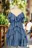 Blue Short Prom Dress A-line V Neck Lovely Homecoming Dress