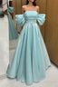 Blue Tulle Floor Length Prom Dress, Beautiful A-Line Formal Evening Dress