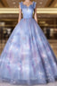 Blue Tulle Sequins Pleats Off the Shoulder Quinceanera Dress