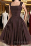 Brown A-Line Short Prom Dress, Brown Short Formal Dress