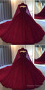 Burgundy Ball Gown Wedding Dresstulle Prom Dresses
