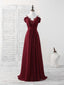 Burgundy Lace Chiffon Long Prom Dress Burgundy Bridesmaid Dress