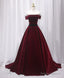 Burgundy Long Off Shoulder Prom Dress Long Evening Dress