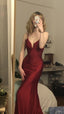 Burgundy Mermaid Long Prom Evening Dress