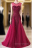 Burgundy Mermaid Sequins Backless Long Prom Dress
