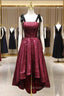 Burgundy Sequins Straps Prom Dress