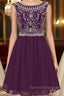 Burgundy Short Mini Chiffon Scoop Cap Sleeve Homecoming Dress