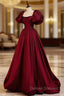 Burgundy Short Sleeves Floor Length Long Evening Dress Ball Gown Formal Dress prom Dress shops