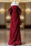Burgundy Strapless Pleats Prom Dress