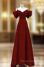 Burgundy Straps Bow Prom Dress