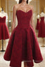 Burgundy sweetheart lace short prom Dress burgundy homecoming Dress