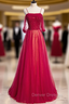 Burgundy Tulle Spaghetti Straps Beading Pleats Prom Dress