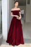 Burgundy Velvet Floor Length Prom Dress, Beautiful A-Line Evening Party Dress