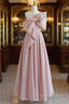 Buyishang Wedding Dress A-Line One Shoulder Sleeveless Floor Length Taffeta Bridal Gowns With Bow(s)