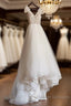 Cap Sleeve Appliques Lace Tulle Wedding Dress, Formal Bridal Gowns Prom Dress