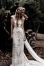 Cap Sleeve Sheath Boho Wedding Dress Vintage Lace Rustic Wedding Dress