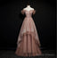 Dark Pink Tulle Beaded Layer Tulle Long Evening Dress, Charming Prom Dress