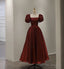 Burgundy A Line Short Prom Dress, Cute Evening Dress