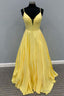 A-Line Yellow Long With Spaghetti Straps Prom Dresses