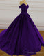 Purple Wedding Dresses, Lace Ball Gown Prom Dress, Off The Shoulder For Women