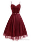 Spaghetti Lace Bow Swing Dress, Tulle Homecoming Dress