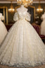 Champagne Flower Short Sleeve Quinceanera Dress