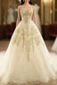Champagne Lace Long Wedding Dress, Champagne Bridal Dress, Champagne Lace Wedding Prom Gown