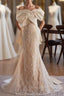 Champagne Mermaid Lace Satin Wedding Dress