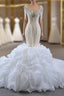 Champagne Mermaid Sequins Beading Crystal Wedding Dress